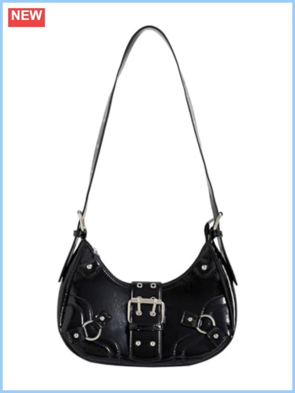 Goth Studded PU Leather Clutch Shoulder Bag Y2K Punk Handbag